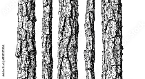 Detailed Close-up of Rough Tree Bark Texture Pattern.