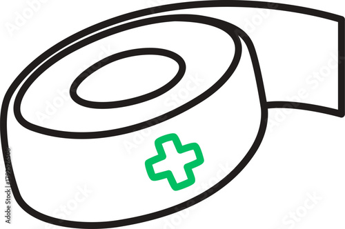medical tape roll green cross outline clip art preview