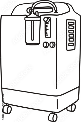 illustration of a Oxygen concentration tank. Oxygen concentrator tank. oxygen tank icon sign vector. Portable oxygen concentrator providing respiratory support. 