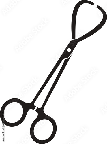 Surgical forceps Silhouette. Solid Black icon of Surgical Forceps. Stainless steel surgical forceps with serrated jaws. A vital tool in medical procedures. 
