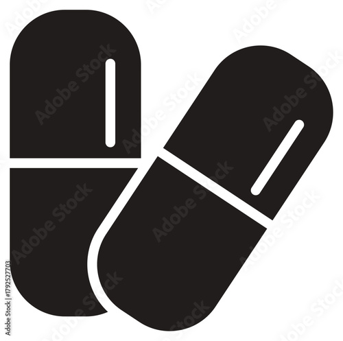 pill capsule vector illustration. Two Capsules silhouette. medical capsules silhouette