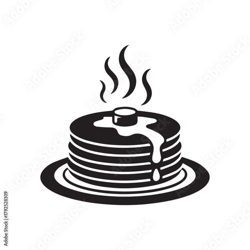 Stack of pancakes with butter and syrup