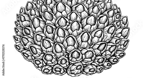 Detailed Close Up Illustration of a Cluster of Barnacles.