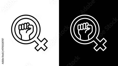 Women Empowerment  White Icon Set Design