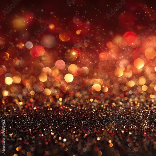 Abstract Sparkling Light Bokeh with Dark Glitter Background