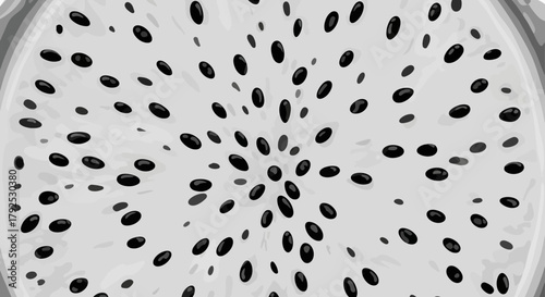 Close up macro shot of dragon fruit seeds pattern.