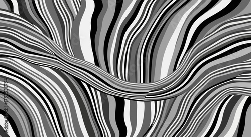 Abstract Wavy Striped Pattern in Grayscale Tones.