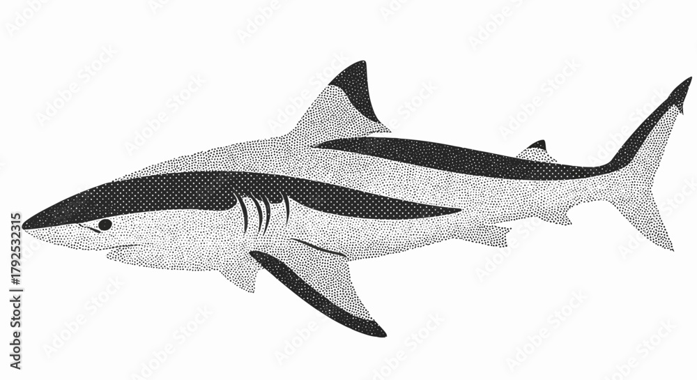 Naklejka premium Stylized Illustration of a Shark with Bold Black Stripes.