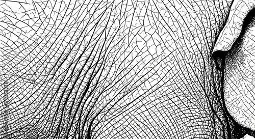 Close up texture of an elephants skin showing intricate wrinkles and lines.