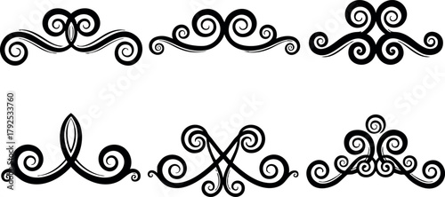 Decorative ornamental swirls collection with elegant vintage design elements for classic borders and frames vector illustration set