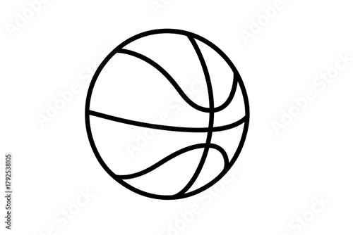Clean black outline drawing of a classic basketball symbol used for sports design
