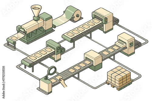 Automated factory assembly line for biscuit and cracker production