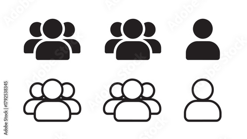 Set of people icons simple glyph vector design perfect for user interface and web design isolated on white background