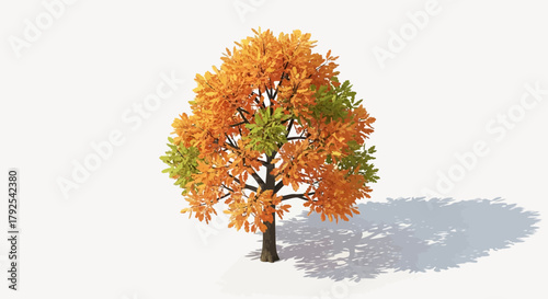 Illustration of an autumnal tree with color-changing leaves concept