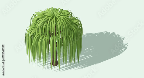 Stylized weeping willow tree illustration with soft light and shadow