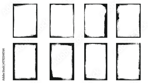 Grunge Frame Borders – Rough Distressed Rectangle Edge Texture Vector Set
