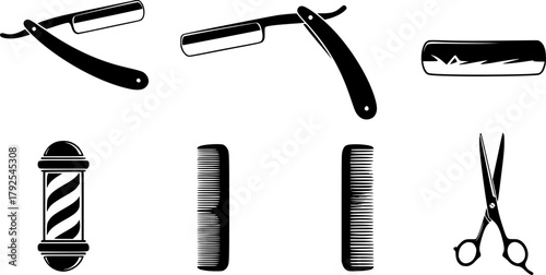 Barber razor silhouette, Straight razor silhouette, Razor, Barber razor, Barber tools, Razor silhouette, Barber razor clipart, Razor silhouettes