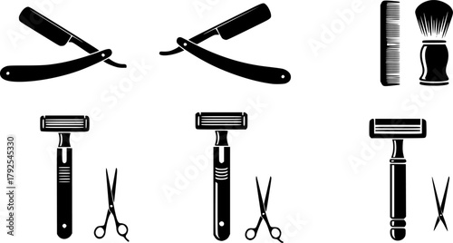 Barber razor silhouette, Straight razor silhouette, Razor, Barber razor, Barber tools, Razor silhouette, Barber razor clipart, Razor silhouettes