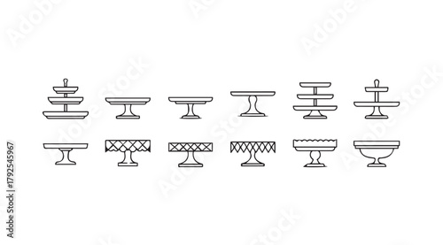 Collection of various cake stand silhouettes for desserts and pastries silhouette