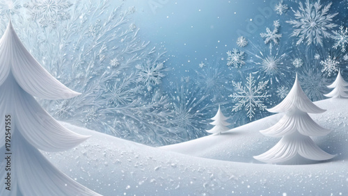 Magic winter wonderland landscape of crystalline frost and serene snow