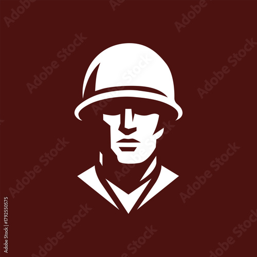 Abstract Military Soldier Vector Emblem on Red.eps