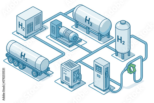 Isometric hydrogen energy production storage transport and refueling process flow