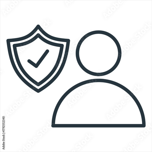 User Protection Outline Icon Vector Illustration