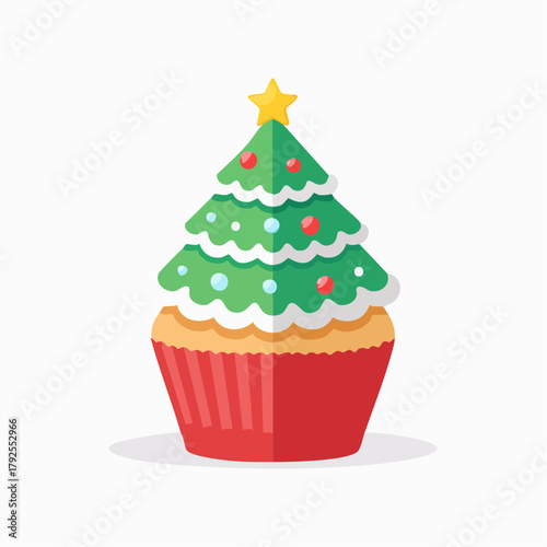 Christmas Tree Cupcake Festive Dessert Decoration.