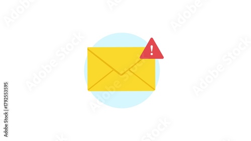 4k Email Envelope with Warning Sign. Spam, Error Mail Concept Animation Video