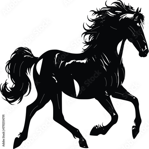 Dynamic Horse Silhouette: A powerful silhouette of a horse in full gallop, symbolizing freedom, strength, and grace. The sleek lines and dynamic pose create a sense of motion.