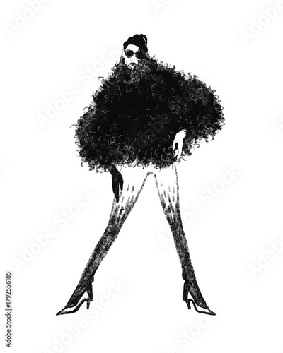 Digital Fashion Illustration, Fashion Wall Art, Black & white art, Fashion Sketch Print, Modern Woman Wall Art, Fashion Poster