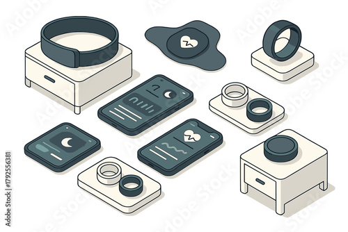 Isometric setup of wearable health devices and smartphones tracking sleep and vital signs