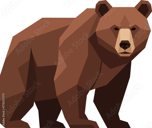 Brown bear low poly art vector illustration