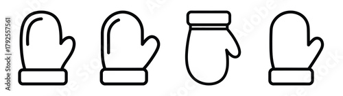 christmas mitten line art icon set. Christmas outline Vector illustration icons.