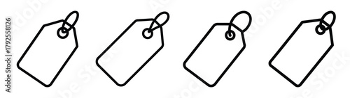 gift tag line art icon set. Christmas outline Vector illustration icons.