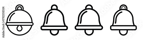 jingle bell line art icon set. Christmas outline Vector illustration icons.