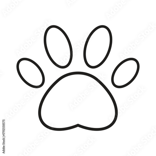 Minimalist Black Paw Print Icon for Pet and Animal Themes