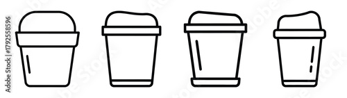 marshmallow cup line art icon set. Christmas outline Vector illustration icons.