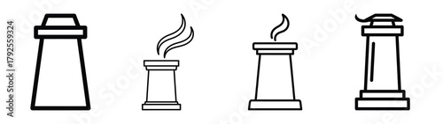 chimney line art icon set. Christmas outline Vector illustration icons.
