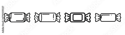 candy wrapper line art icon set. Christmas outline Vector illustration icons.