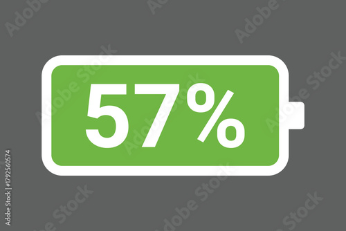Green Battery Icon Showing 57% Charge – High-Quality Stock Image