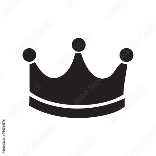 Simple dark silhouette of a royal crown icon symbolizing royalty power and authority