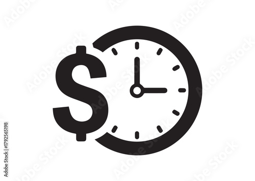 Time is money icon, Time is money silhouette vector