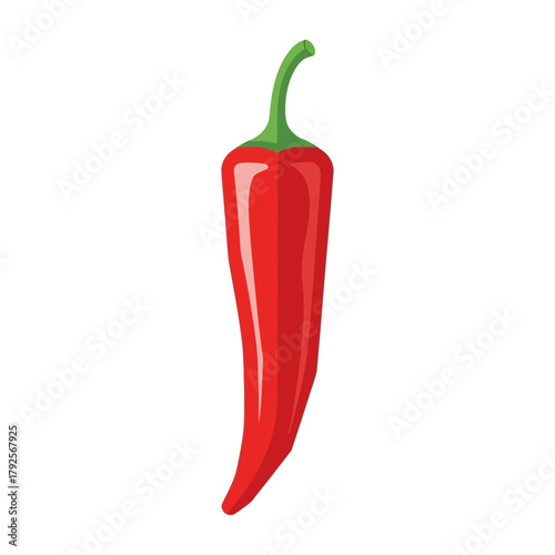 A meticulously crafted illustration of a vibrant red chili pepper on white
