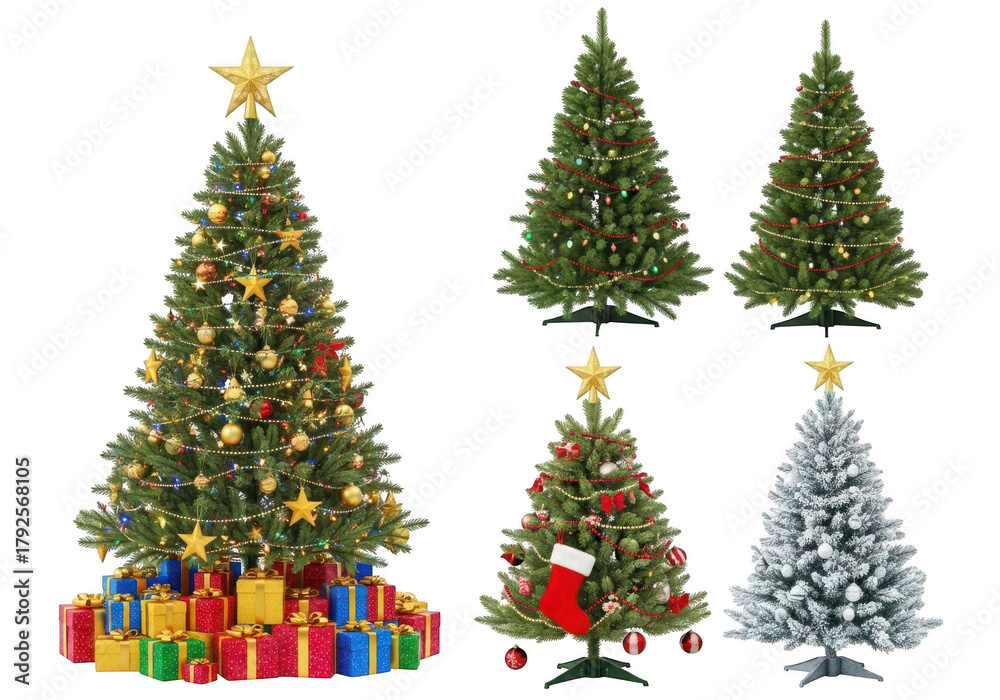 Obraz premium Collection of decorated christmas trees