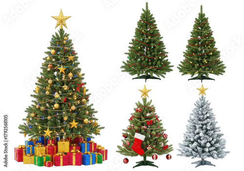 Collection of decorated christmas trees