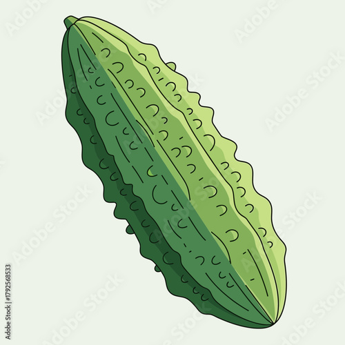 Stylized illustration of a bitter melon, showcasing its unique texture