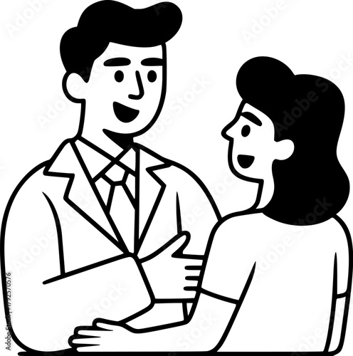 A caring male doctor providing a medical consultation and offering professional support to a female patient in a friendly healthcare setting
