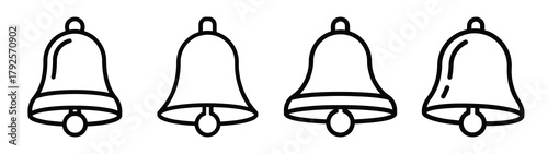 sleigh bell line art icon set. Christmas outline Vector illustration icons.