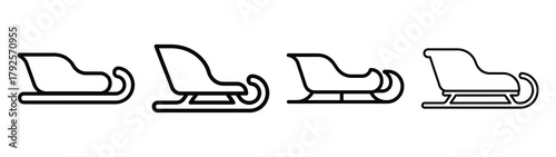 sleigh line art icon set. Christmas outline Vector illustration icons.